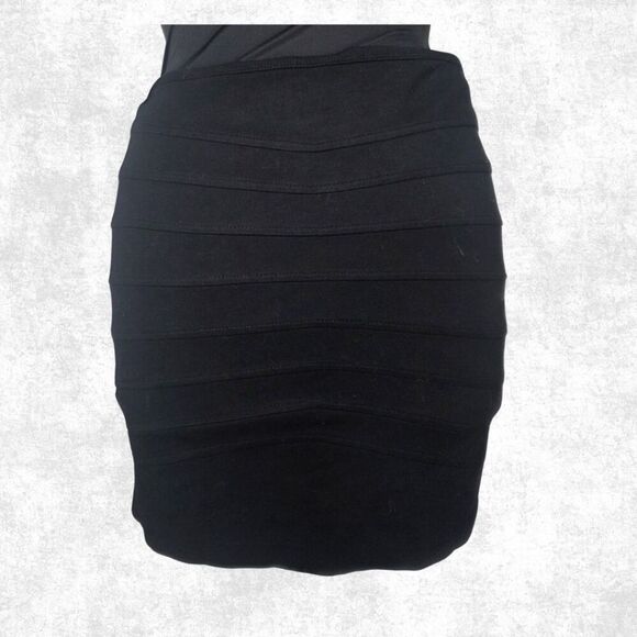 Studio Point Black Bandage Mini Skirt – Size 12 | Curve-Hugging Alt Glam - Picture 1 of 6